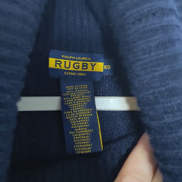 Ralph Lauren Rugby Women's Sz XS Navy Blue Cable Knit Turtleneck Sweater Dress - Picture 4 of 4